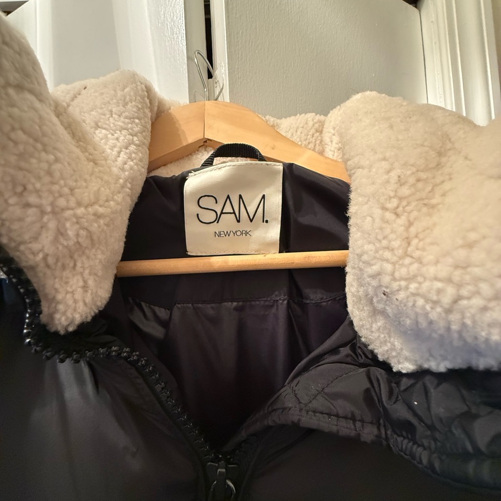 SAM. Black Courtney Puffer Jacket with Shearling Accents - Picture 3 of 5